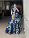 Blue Colour Rayon With Plain Printed Silk Lehenga With Blouse Dupatta Best Wholesale Shop In Surat